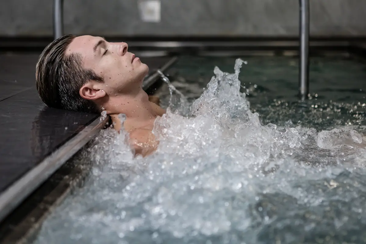 Man in ice bath